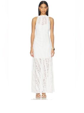 Bec & Bridge Henrietta High Neck Maxi Dress in White Size 4
